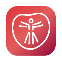 Elisen-Apotheke Cottbus – Logo gesund.de Das Bild zeigt ein stilisiertes Logo auf einem abgerundeten quadratischen Hintergrund in einem Farbverlauf von Hell- bis Dunkelrot. Das Logo selbst besteht aus einer weißen Umrisszeichnung eines menschlichen Körpers in der Pose des Vitruvianischen Menschen von Leonardo da Vinci, eingebettet in eine herzförmige Form. Die Linien sind einfach und minimalistisch gehalten. Die Herzform suggeriert Liebe, Fürsorge und Gesundheit, während die Figur des Vitruvianischen Menschen auf Harmonie, Proportionen und die perfekte Balance des menschlichen Körpers hinweist. Die Kombination beider Symbole könnte auf eine App oder ein Unternehmen hinweisen, das sich mit Gesundheit, Wohlbefinden oder ganzheitlicher Lebensführung beschäftigt. Das minimalistische Design wirkt modern und einladend. Die Farbwahl des Rot- und Rosatons verstärkt den Eindruck von Wärme und Herzlichkeit.
